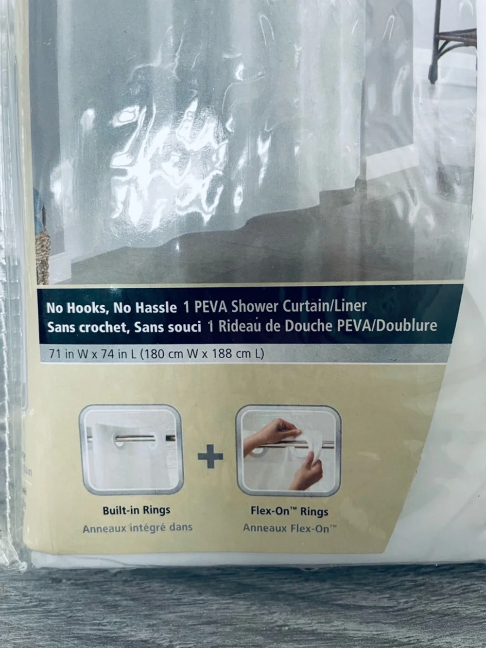 Brand New Hookless PEVA Shower Curtain/Liner - Frosty White, 71